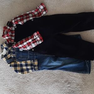 Carter's 24 Month Overalls with Plaid Onesie Shirts